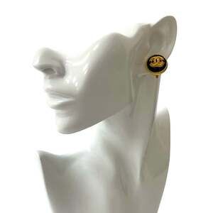 CHANEL Authentic Vintage Black Logo Earrings